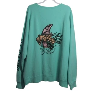 Comfort Wash Anchor Boys Surf Fish Mint Green Crew Neck Sweatshirt Size 2XL - Picture 1 of 6