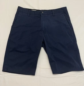 Volcom Shorts Mens 32 Navy Blue Flat Front Chino Mid Rise Classic - Picture 1 of 10