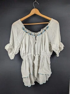 Saivana Anthropologie Top Size Large Silk Beaded Boho Moroccan Flowy Lightweight - Picture 1 of 7