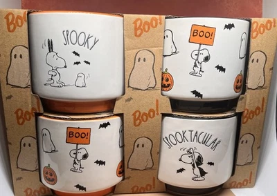 4x Snoopy Halloween Rae Dunn 8oz PEANUTS Spooktacular Ceramic Ramekin Set NEW - Image 1 of 4