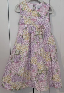 Polly & Friends Girls Floral Sleeveless Cotton Lined Dress Piping Trim 6X - Picture 1 of 5