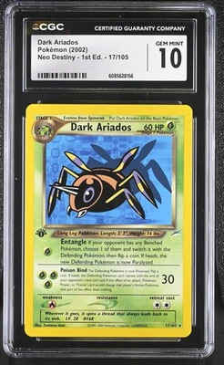 CGC 10 GEM MINT Dark Ariados Neo Destiny 1st Edition 17/105 Pokemon Card - Image 1 of 2