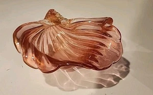 Murano Barbini Sommerso, Pink With Gold Fleck, Conch Shell Bowl, Glass Blown - Picture 1 of 15