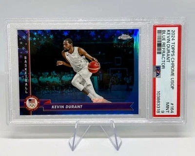 2024 KEVIN DURANT TOPPS CHROME USOP #164 BLUE /150 REFRACTOR PSA 9 USA OLYMPIC - Image 1 of 2