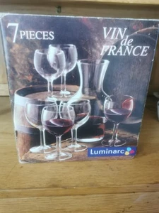 7 Pieces Vin De France Luminarc Glasses And Decanter Boxed vintage 1970s-1980s - Picture 1 of 4