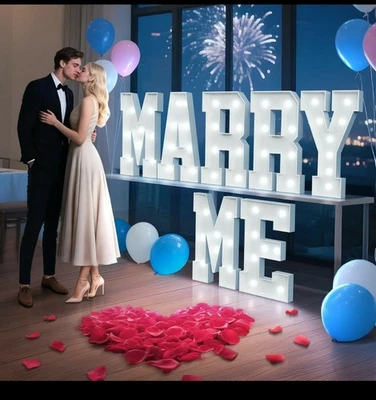 Cartas iluminadas Cásate conmigo de 2 pies, cartas de carpa para decoración de bodas, Will You Ma... Foto 1 de 4