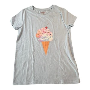 Cat & Jack Blue Tee Cotton/Ice Cream Cone Graphic Girl's Size Large (10-12) - Picture 1 of 7