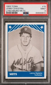 1983 TCMA Lynchburg Mets #15 Lenny Dykstra Minor League Rookie Card PSA 9 POP 9 - Picture 1 of 4