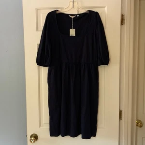 Boden Square Neck Jersey Dress Navy Blue Pockets US Size 10L 10 Long NWT - Picture 1 of 8