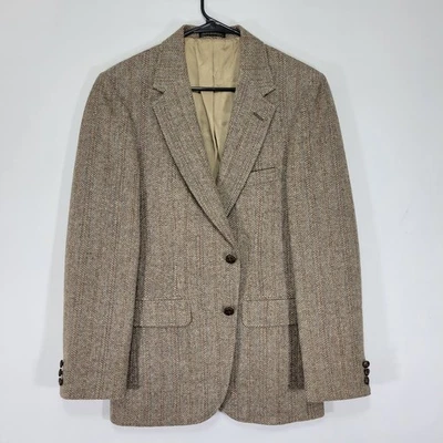 Abrigo Blazer Deportivo De Colección Para Hombre Estilo Tweed Dos Botones Marrón Espiga 36R Foto 1 de 4