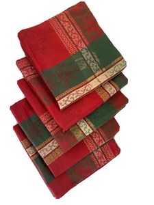 Weihnachten Servietten 17" Quadrat Menge 5 Weihnachtsstern Satin Gewebt Markenlos Ohne Etikett - Bild 1 von 3