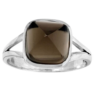 Natural Smoky Quartz - Brazil 925 Sterling Silver Ring s.7.5 Jewelry R-1005 - Picture 1 of 5