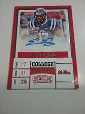 Evan Engram Ole Miss 2017 Contenders Draft Picks College Ticket Autographed...