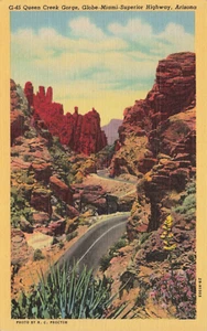 Postcard Queen Creek Gorge Globe Miami Superior Highway Arizona AZ - Picture 1 of 2