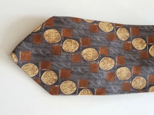 Enrico Venturi Italian100% Silk Men'sTie Made In Italy Ch Gray and Golden Coins - Picture 1 of 4