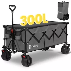 Sekey XXXL Bollerwagen Faltbar mit Bremsen 300L 200kg Große Räder Transportkarre - Bild 1 von 8