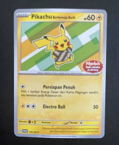 Pikachu Berkemeja Batik 101/SV-P Stamped Indonesia Journey Promo Pokémon 2024 NM - Picture 1 of 2