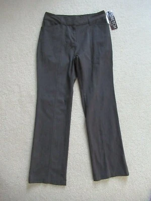 NWT Fashion Bug Y2K Gray Stretch Seam Detail Straight Bootcut Dress Pants 6 - Image 1 of 4