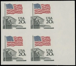 1981, USA FLAG OVER SUPREME COURT, 20C, IMPERF BLOCK OF 4, NH, SC.#1894a - Picture 1 of 2