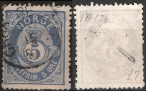 5125 Norway 1877-78, NK 24 IIb shaded posthorn, canc. - Picture 1 of 1