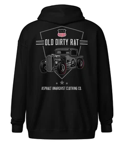 Old Dirty Rat Heavy Zipper Hoodie BLACK - Picture 1 of 5