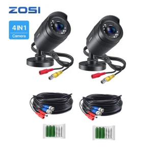 ZOSI 2PACK CCTV Security Cameras 1080P Outdoor/Indoor 60ft BNC Cable Waterproof - Picture 1 of 15