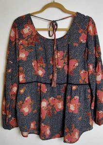 Blusa boho para mujer Knox Rose negra/gris floral talla XL - Imagen 1 de 6