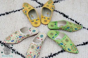 Women’s slippers Moroccan babouche bride slippers Moroccan shoes leather slip on - Picture 1 of 16
