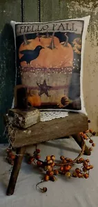 PRIMITIVA ALMOHADA DE HALLOWEEN DE COLECCIÓN ARTE FOLCLÓRICO HOMESTEAD OTOÑO CALABAZA CUERVO - Imagen 1 de 7