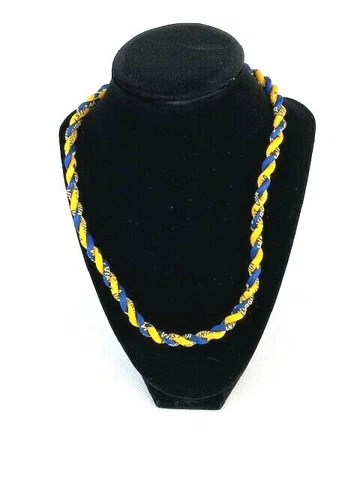West Virginia Mountaineers Braided Titanium Sport Necklace NIB Cover