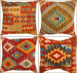 Kilim cushion covers Luxury Wool Decorative Turkish Moroccan, Vinatge Looking - Picture 1 of 44