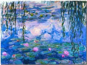 CLAUDE MONET ~ Water lilies Pink ~ *FRAMED* CANVAS ART Poster ~ 24x16" - Picture 1 of 1
