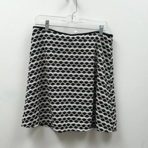 Sophie Max Womens A Line Skirt Black White Geometric Above Knee Pull On Lined L - Picture 1 of 6