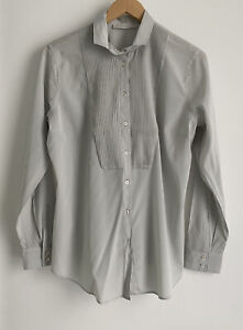 Rhodes and Beckett silk Long Sleeve Button Up Silver Grey Blouse/Shirt Size 14