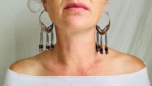 Vintage Uzbek Hoop Earrings. Bukhara Silver and Coral Earrings. 2626 - Picture 1 of 5