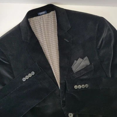 Blazer de pana Saddlebred negro algodón abrigo deportivo chaqueta para hombre talla 44L Foto 1 de 4