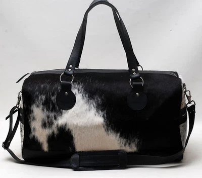 100% Natural COWHIDE Duffel Bag Hair On Leather TRAVEL Bag Luggage Bag SA-5805 - Image 1 of 4