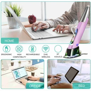 Grey Wireless Optical Pen Mouse USB Dual BT Mode 800/1200/1600DPI Adjustable NEW - Picture 1 of 10