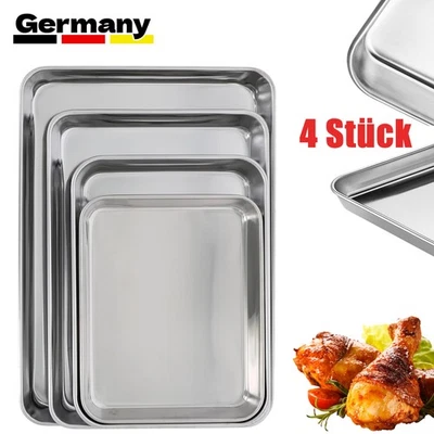 Backblech Edelstahl Ofenblech Kuchenblech Rechteckige 4er Set DIY DE - Bild 1 von 4
