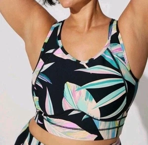 TORRID Active Low Impact Core Wireless Sport BH Palm Print Gym Workout 3X Neu! - Bild 1 von 7