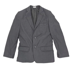Calvin Klein Suit Jacket Boys 10 Regular Solid Charcoal Dark Gray Blazer Coat - Picture 1 of 12
