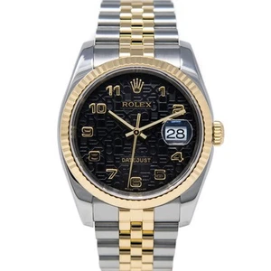 Rolex Datejust 36, 116233, Steel & Gold, Black Jubilee Arabic Dial, Jubilee B... - Picture 1 of 10