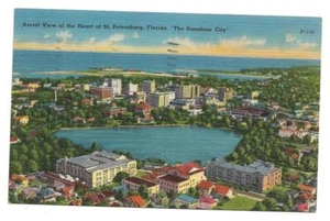 PC de lino 1956, vista aérea de San Petersburgo FL - Imagen 1 de 2