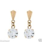 9ct Yellow Gold 5mm Simulated Diamond DROP Dropper Earrings B'Day GIFT SOLID 9K