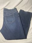 Old navy elastic waist pull on distressed dark wash bootcut jeans size 24