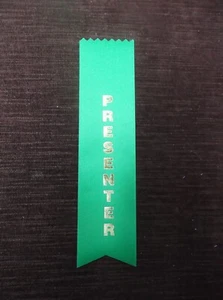 PRESENTER green ribbon with gold foil letters lot of 22 - Picture 1 of 1