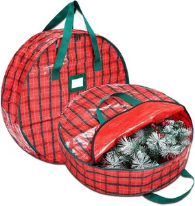 2 Pack 36" Heavy Duty Christmas Wreath Storage Bag, Tear Resistant, Zippered NEW - Picture 1 of 5