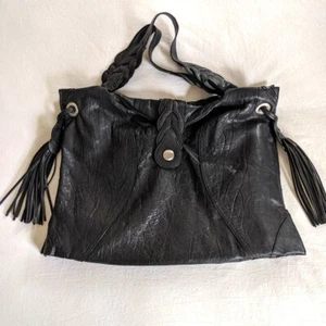 Junior Drake Black Leather Shoulder Bag Tablet Laptop Case Tote - Picture 1 of 9