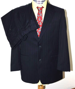 HART SCHAFFNER MARX Gold Trumpeter Men's Blue PINSTRIPE SUIT 42R - Picture 1 of 8
