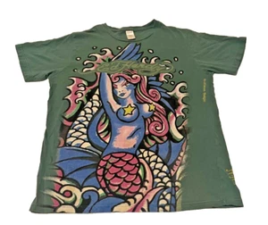 Ed Hardy Pinup Graphic Sexy Mermaid Fins Star pasties Scales Waves Green Men's M - Picture 1 of 17